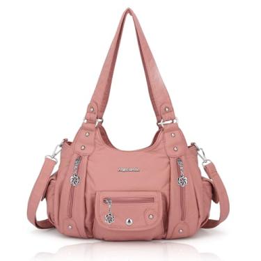 Imagem de Angel Barcelo Bolsas e bolsas femininas de couro PU bolsa de ombro moda Hobo Bolsas para meninas, rosa, One Size