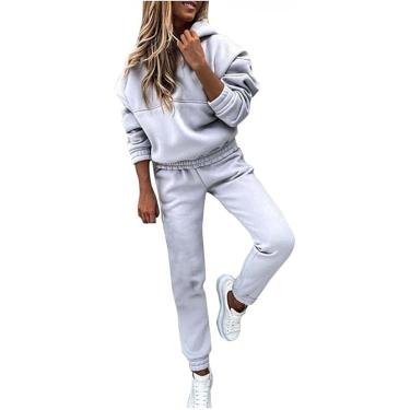 Imagem de Macacão De Corrida Esportivo Feminino 2 Peças Tuit Leisure Suit Fitness Hoodie Sportswear Streetwear, Gray, XXL