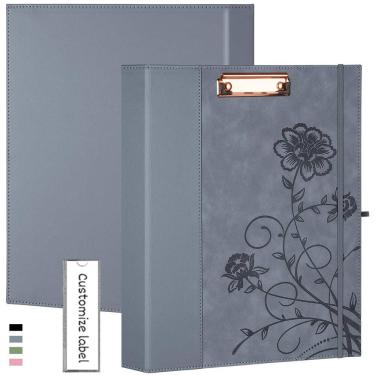 Imagem de Pasta de 3 anéis em couro KLLVE de 1 polegada com prancheta e porta-canetas