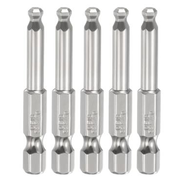Imagem de HARFINGTON 5 peças de chave de fenda sextavada de ponta esférica H4 (4 mm) cabeça 1/10.2 cm haste sextavada 50 mm (2") de comprimento magnético S2 aço métrico chave de fenda chave de broca soquete