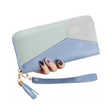 Imagem de Carteira Feminina Estilosa Grande Com Ziper Porta Cartoes - Tavx, Azul