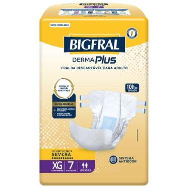 Imagem de Fralda Geriátrica Derma Plus BigFral - Tamanho XG - 07 unidades, 7, XG