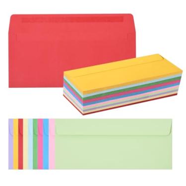 Imagem de Pacote com 50 envelopes empresariais nº 10, envelopes padrão autovedantes para cheques de escritório, correspondência de carta comercial, faturas, convites, 10 x 23 cm (dez cores, 10 x 24 cm)
