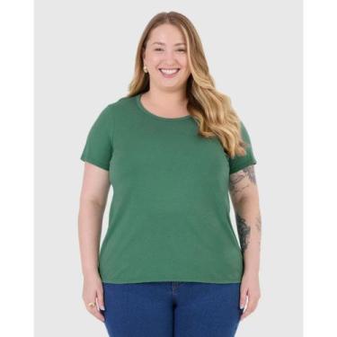 Imagem de Blusa Manga Curta Feminina Plus Size Malwee Ref. 87841, Verde 2093, G5