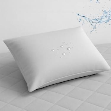 Imagem de Kit 4 Capa Impermeável de Travesseiro 70cm x 50cm Capa Protetora Anti-Bactéria e Silenciosa Cor Cinza Gelo Cozzilar