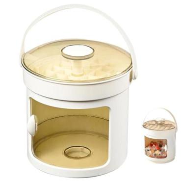 Imagem de Balde Forma de Gelo Reservatorio Tampa Alça Pegador Dispenser Recipien