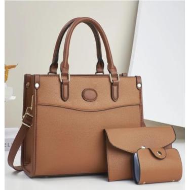 Imagem de Conjunto de capinhas de poliuretano, bolsa feminina à prova d'água, bolsa de escritório para documentos, bolsa de ombro (laranja queimado)