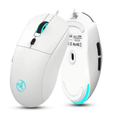Imagem de Mouse branco para jogos com fio de 6 teclas ajustável 3600dpi 7 cores RGB ratos confortáveis para escritório doméstico laptop computador gamer