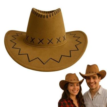 Imagem de Chapéu de Cowboy Western Suede Marrom Claro - Adulto - Extra Festas