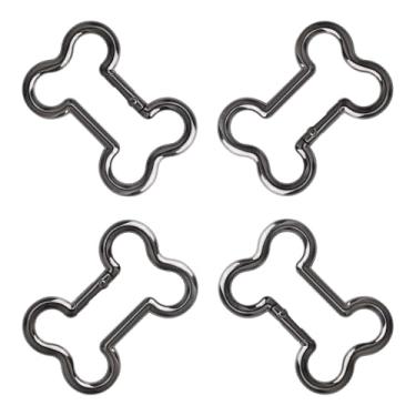 Imagem de UFURMATE Clipe de pressão de polegar em forma de osso, 4 peças de mosquetão de mola com trava automática para cães fivela de encaixe portátil para acampamento, caminhada, viagem (arma preta)