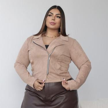 Imagem de Jaqueta Feminina Suede Plus Size G1 G2 G3 Camurça Feminina Estilosa Do