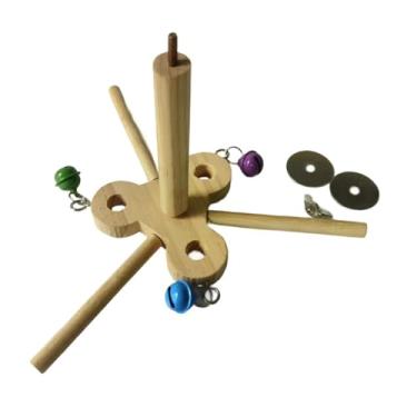 Imagem de Bothyi Brinquedo de poleiro giratório para pássaros, gaiola de suporte de madeira para, brinquedo interativo de roda de madeira para calopsitas,