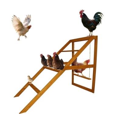 Imagem de Poleiros de galinha para galinheiro com balanço: barras de cobertura para acessórios de galinheiro - brinquedo de acessórios de corrida de galinha, escada de madeira para animais de estimação, ideal
