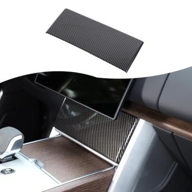 Imagem de Heutamo Capa de moldura de painel de tela de navegação compatível com Land Rover Range Rover Vogue 2024 2025 2026, capa de acabamento inferior do console central (cor de fibra de carbono)