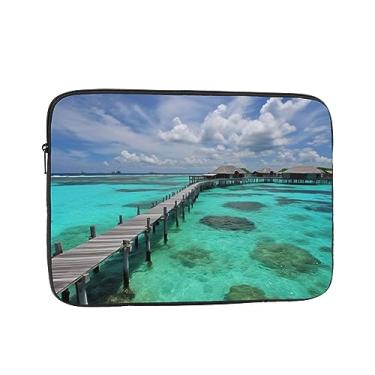 Imagem de Capa para laptop Maldivas Cenário Maldivas Bolsa de transporte para computador Capa protetora para notebook de 15 polegadas