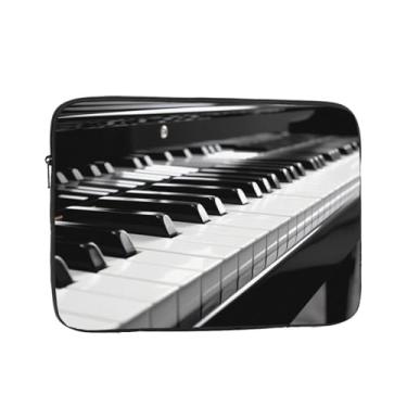 Imagem de Capa para laptop, preto, branco, piano, teclado, laptop, bolsa de transporte para computador, capa protetora para notebook de 17 polegadas