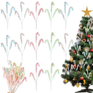 Imagem de Sosation 12 palhetas de árvore de Natal de 30,5 cm, decorações de bengala doce pastel, palitos de pirulito, sorvete, galhos de árvore de Natal, ornamentos para decoração de casa