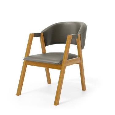 Imagem de Cadeira Leticia Madeira Maciça Estofada Para Mesa De jantar - Mais Lar