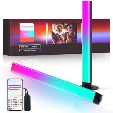 Imagem de SUNLINKCO Barras De Luz Led Rgb+Ic Inteligentes, Fundo Para Tv Portátil 15", Iluminação Ambiente Jogos, Com Mudança Cor, Controle Por Aplicativo, Modo Cena 44 Canais Voz, 16 Milhões Cores, Sincroniz