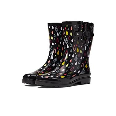 Imagem de Western Chief Waterproof Mid Rain Boots for Women - Pull On Style, Rubber Upper with All-Over Prints, Slip-On Design, and Buckle Closure Rain Drop 10 M