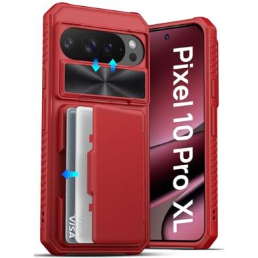 Imagem de ATATOO Capa carteira para Google Pixel 10 Pro XL, suporte de cartão embutido (loja de 3 a 5 cartões) e capa de lente deslizante, proteção de grau militar, capa protetora de silicone para celular Pixel