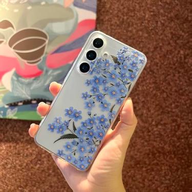Imagem de DYFYFKDI Capa para Samsung Galaxy S25 Plus, flores florais fofas estéticas transparentes com estampa de ramo floral para mulheres e meninas, capa transparente fina e macia à prova de choque para S25