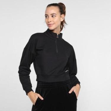 Imagem de Blusa Feminina Fila Moletom Cropped Basic Classic Preta - F12L00574.160-Feminino