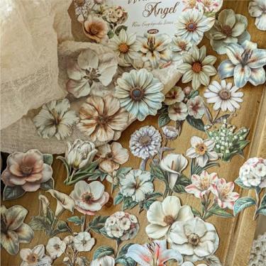 Imagem de Kit de adesivos de scrapbook de flores e plantas, 150 peças, flores à prova d'água, conjunto de adesivos para lixo, diário, garrafas de água, telefone, laptop, decalques para adolescentes, meninas