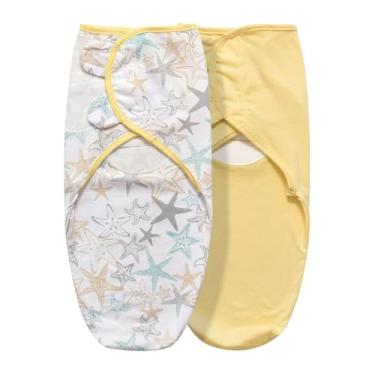 Imagem de Cobertor de cueiro para bebê, pacote com 2 cueiros para recém-nascidos de 0 a 3 meses, envoltório infantil pequeno-médio fácil de trocar, saco de enfaixar infantil, cobertor ajustável