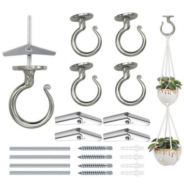 Imagem de Gancho de teto resistente para várias superfícies - suporta 18 kg, versátil para madeira, concreto e drywall, fácil instalação (4, prata)