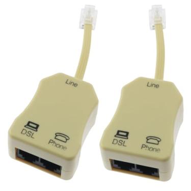 Imagem de PZRT 2 peças divisor de sinal ADSL bege banda larga cristal divisor filtro de linha para casa rede telefone máquina de fax impressora