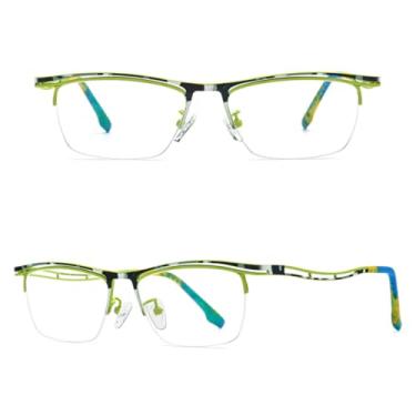 Imagem de VFDHN Armação de óculos de titânio masculina, óculos de grau sem aro, ultraleve (85890 amarelo verde C3)