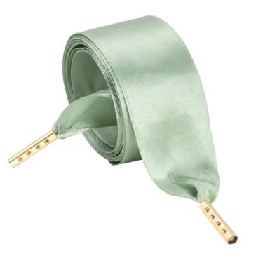 Imagem de Apoukmty Cadarços femininos modernos com fita de cetim macio para Converse Nike Addidas Puma (verde grama), Verde grama, 23.62"(60cm)