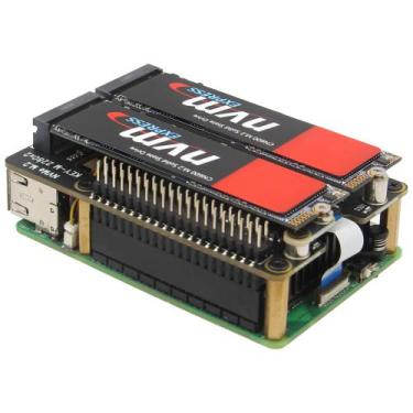 Imagem de Placa periférica SSD PCIe para Dual M.2 HAT NVMe 2280 para RPi 5 - Gee