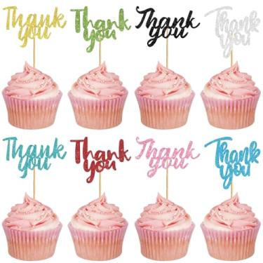 Imagem de CREATCABIN 24 PCs Hank's Giving Cupcake Topper Thank You Cupcake Topper Cake Decor Display Gathering Engagement Celebration Party Donut Cake Decorations Supplies for Hank's Giving 2.7x1.78 Inch