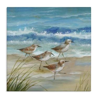 Imagem de Stupell Industries Design de arte de parede em tela Sandpiper Gathering View por Nan, 61 x 61 cm
