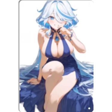 Imagem de DKLOWK Pôster de metal quente de menina anime fofo biquíni sexy placa de decoração de parede para casa bar clube quarto banheiro homem caverna Otaku 30,5 x 40,6 cm