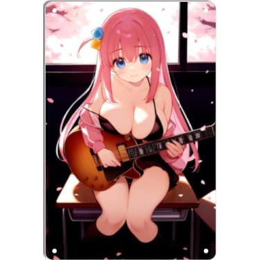 Imagem de DKLOWK Bikini Sexy Anime Girl Hot Metal Poster Placa de Decoração de Parede para Casa Bar Clube Quarto Banheiro Homem Caverna Otaku 20 x 30 cm