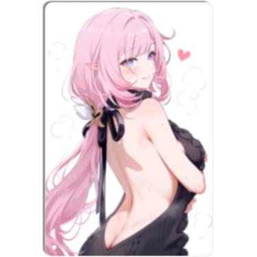 Imagem de DKLOWK Anime Sexy Bikini Hot Girl Pinup Girl Metal Tin Sign Wall Art Christmas Poster Decor for Home Bar Club Bedroom Bathroom Man Cave Otaku 30 x 40 cm