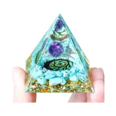 Imagem de Pirâmide De Orgônio De Ametista E Peridoto, Cristal De Cura Com Energi
