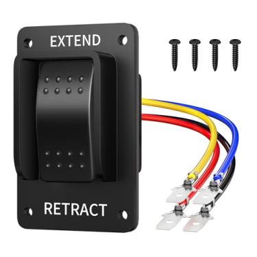 Imagem de DaierTek Interruptor de tomada para RV 387874 RV Estabilizador de energia elétrica IP66 À prova d'água Extensão/Retração Interruptor basculante momentâneo de 3 vias Substituição para conector