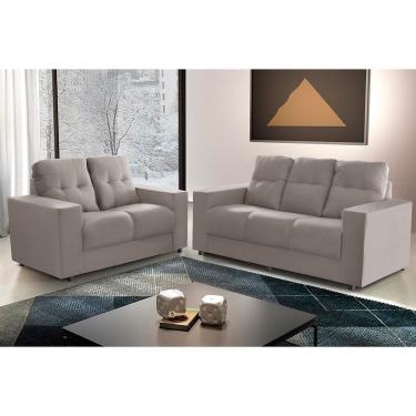 Imagem de Sofá Roma 5 Lugares, Conjunto 3 E 2 - De Casa Décor E Estofados Cinza Claro