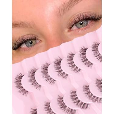 Imagem de Cílios postiços Wispy cílios curtos aparência natural boneca cílios postiços fofos 13 mm cílios postiços leves pequenos cílios postiços cílios Demi Wispies para mulheres