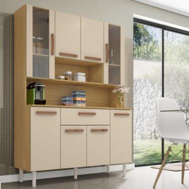 Imagem de Cozinha Completa Compacta Cancun 8 Portas 1 Gaveta Carvalho/Off White 