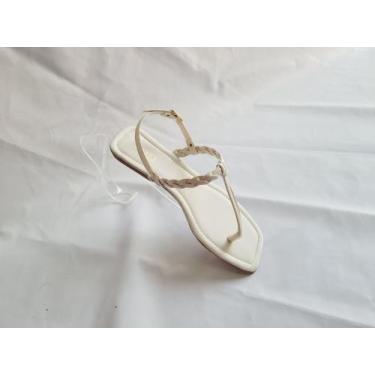 Imagem de Rasteira Sandalia rasteirinha Trança Fivela - Rozes Shoes, Branco, 35