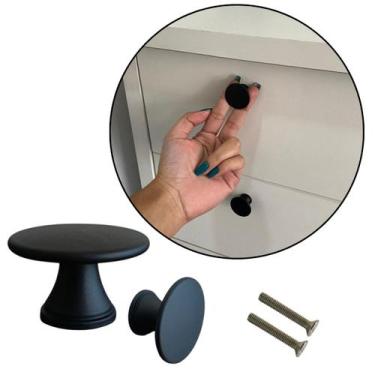 Imagem de Kit 24 Puxador Preto Fosco Redondo P/ Gaveta, Armário, Porta - Compras