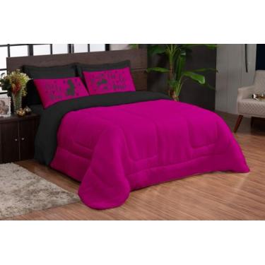Imagem de Edredom eu te amo pink preto 05 peças casal queen box dupla face - THE