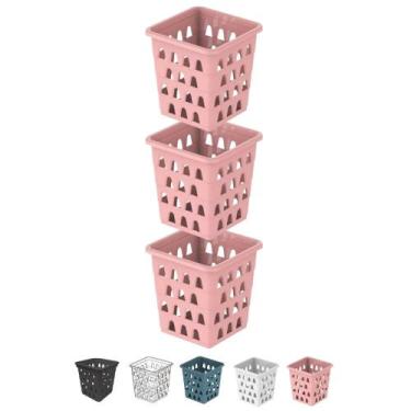 Imagem de Kit 3 Cesto Organizador Multiuso Decorativo Pequeno Quadrado 11x10,5 c
