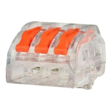 Imagem de 100X Conector Elétrico Emenda Rápida Alavanca Borne 3 Fios - Decorarma