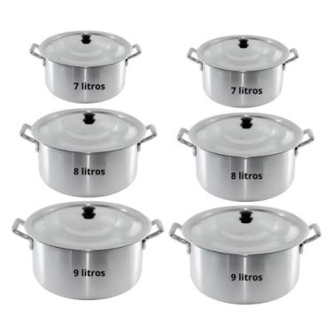 Imagem de Jogo Caçarola Feijoada Panela Grande Industrial Restaurante 6 Peças - 